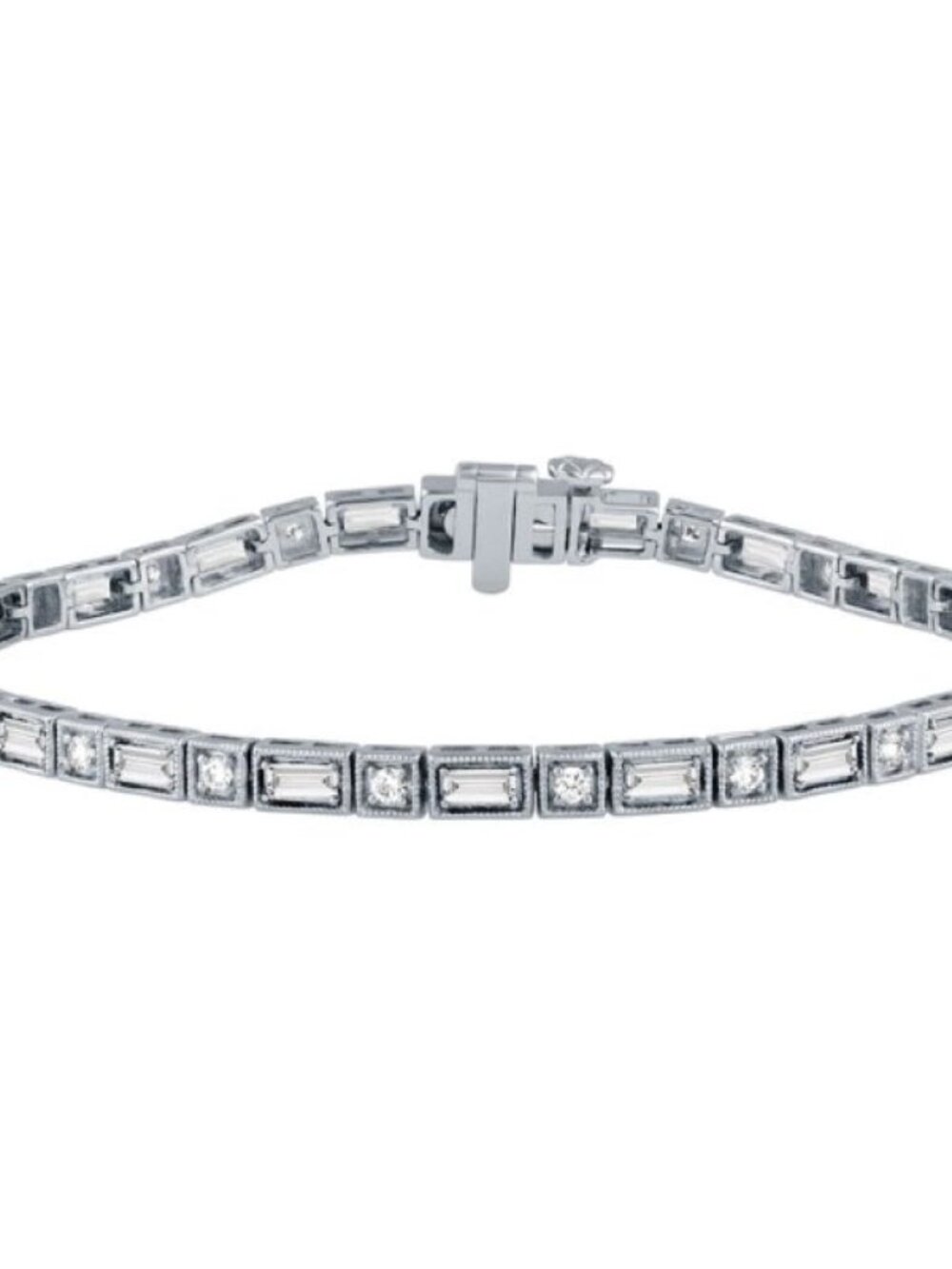 1.75 Carat Natural Diamond Fancy Bracelet G SI 14K White Gold 7''